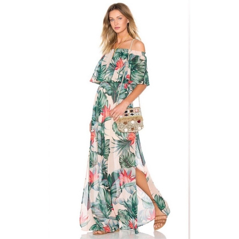 Show Me Your Mumu Hacienda Maxi Dress Off Shoulder Sz XS Kentucky Derby Dress
